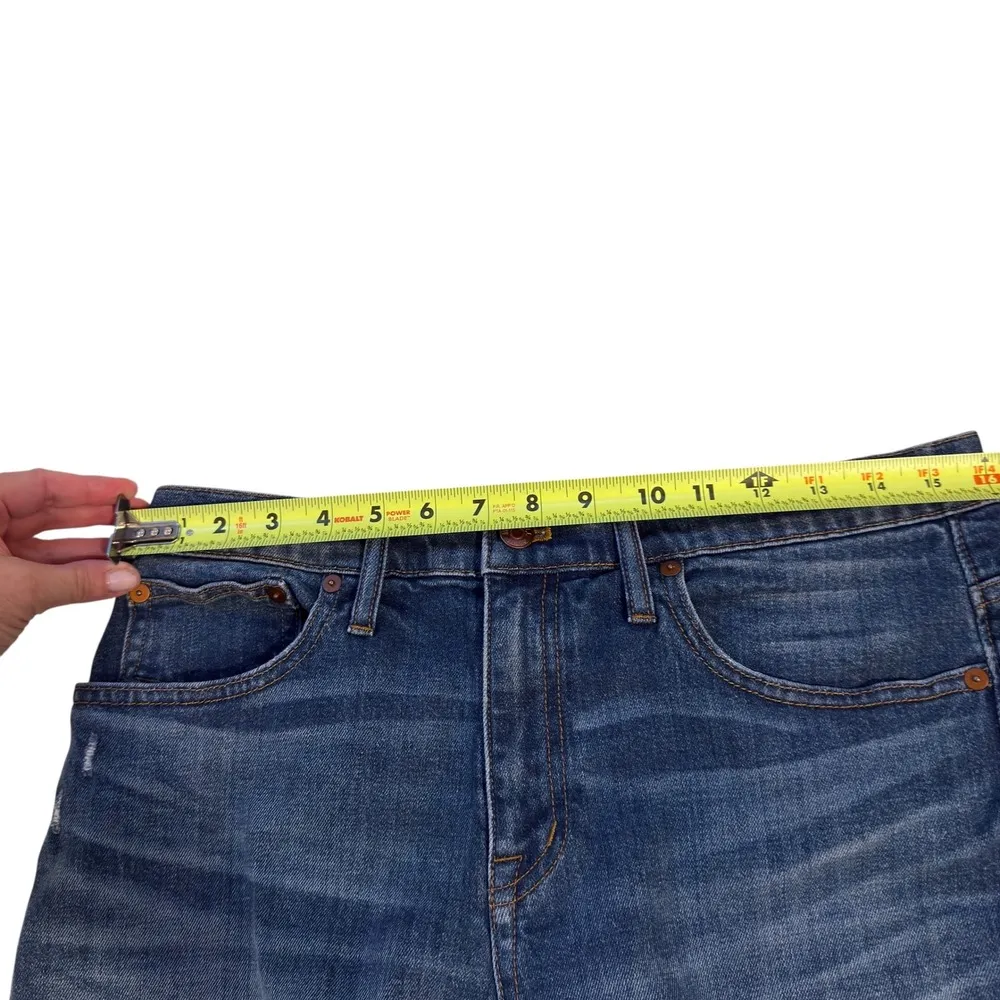 Madewell High Rise Denim Shorts Frayed Hem Distressed Blue Wash Size 30 - Image 2