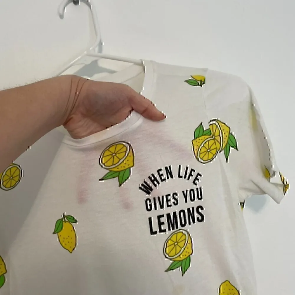 MIGHTY FINE When Life Gives You Lemons White Fruit Graphic Short Sleeve T-Shirt - Image 7