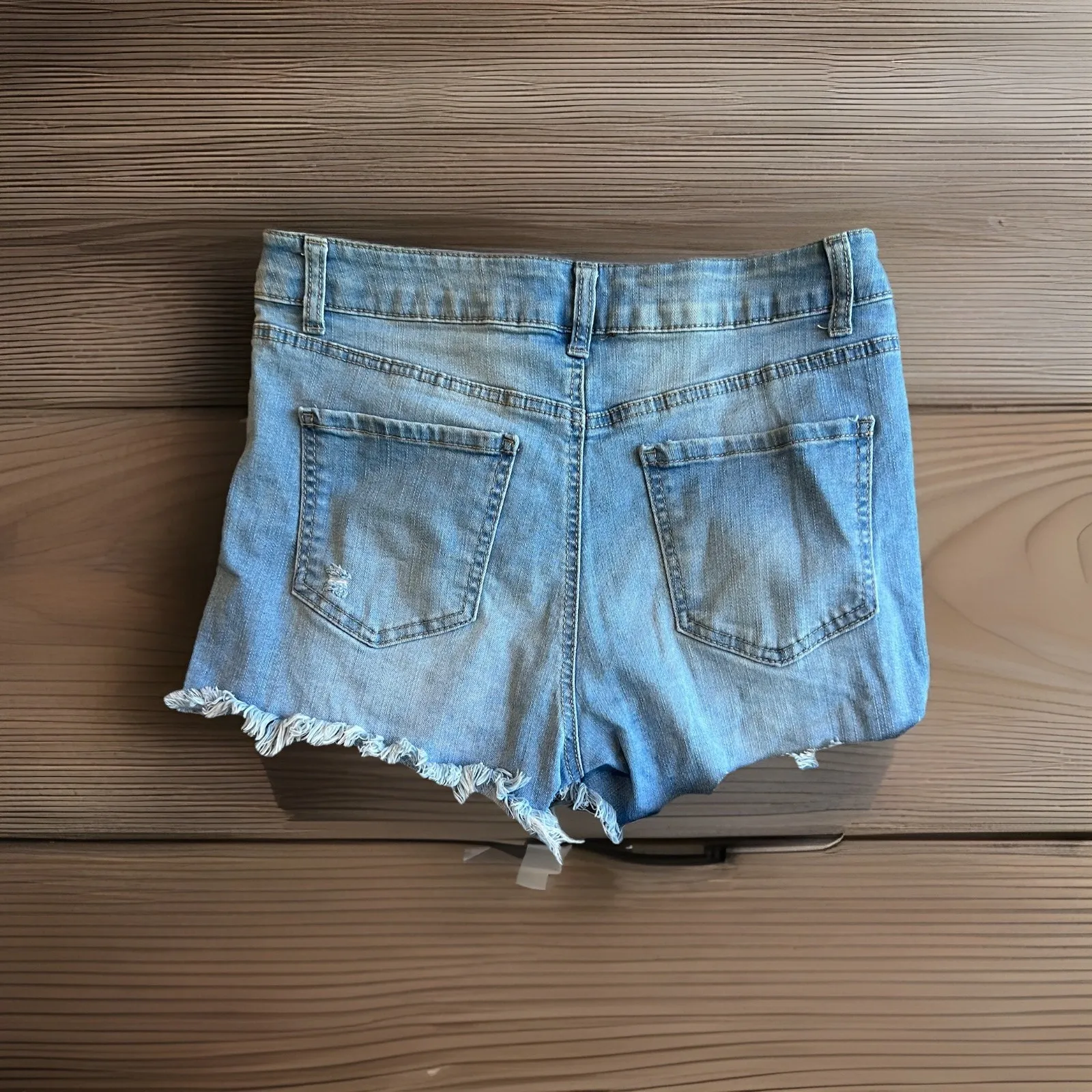 WAX JEAN, LOS ANGELES,  Large BLUE DENIM CUT OFF SHORTS, JR'S WAIST, - Image 2