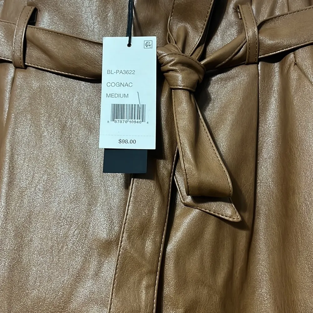 Lucy Pairs Leather Pants NWOT Tan Size M - Image 2