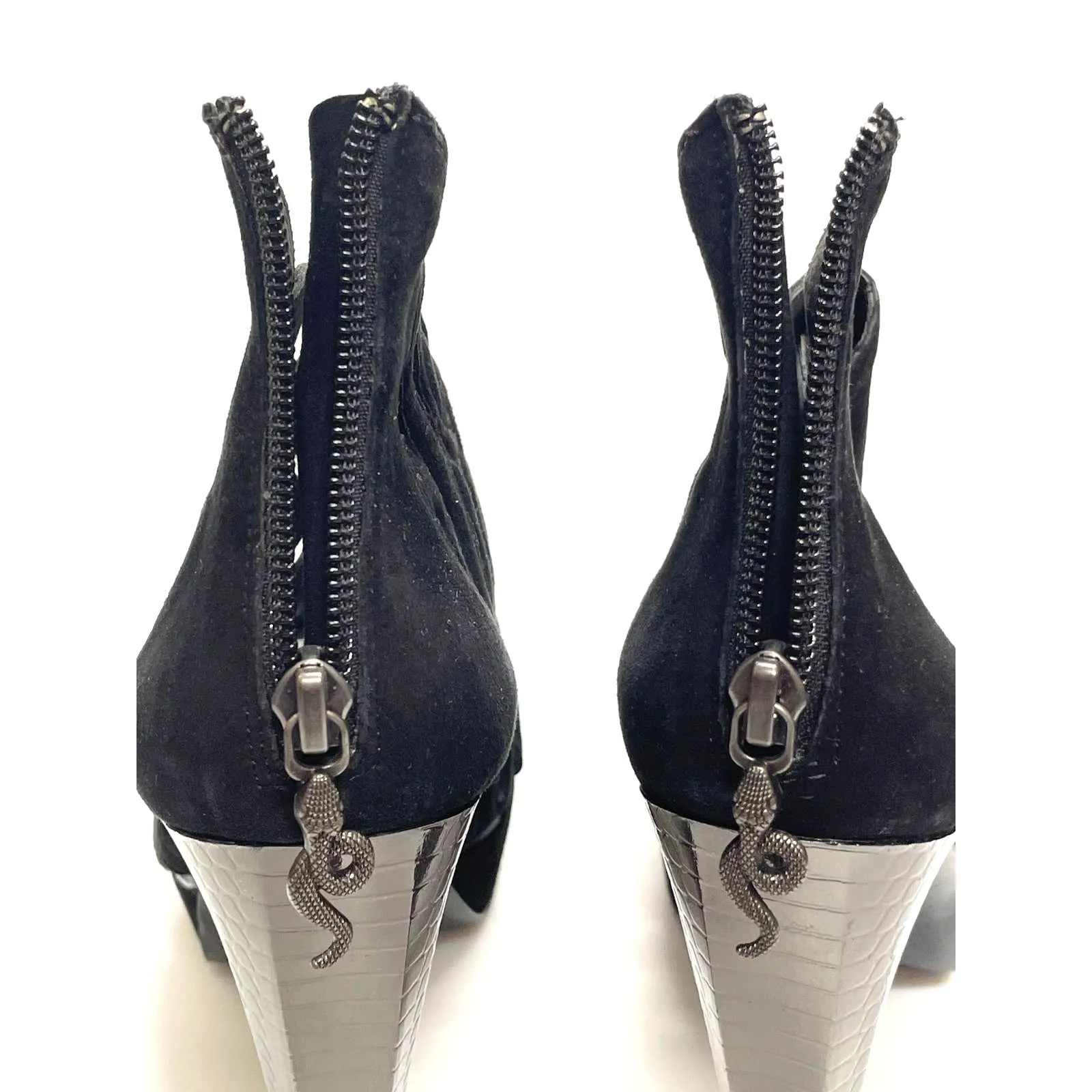 House of Harlow Bernadette Black Suede Open Toe Platform Pumps Size 38.5 - Image 4