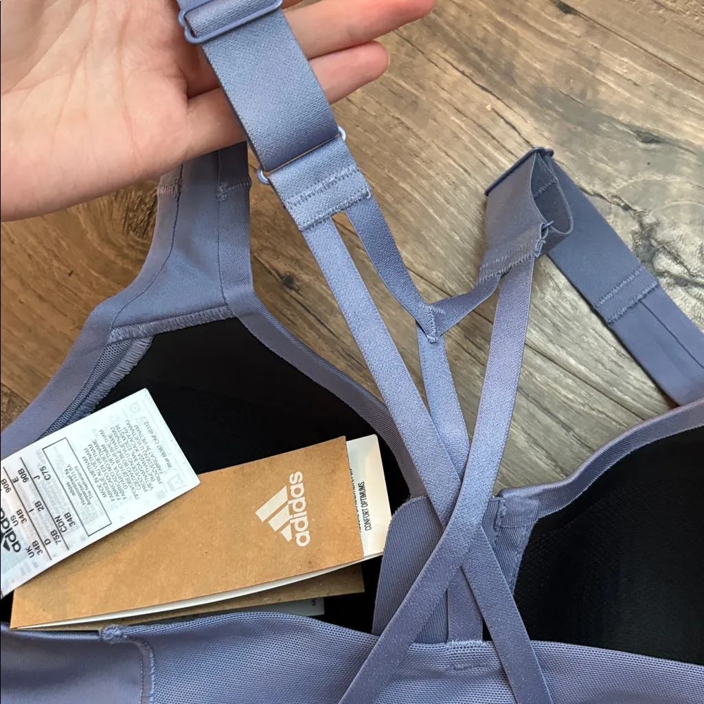 adidas Stronger For It High Support Aeroready Yoga Sports Bra Violet/​Black - Image 9