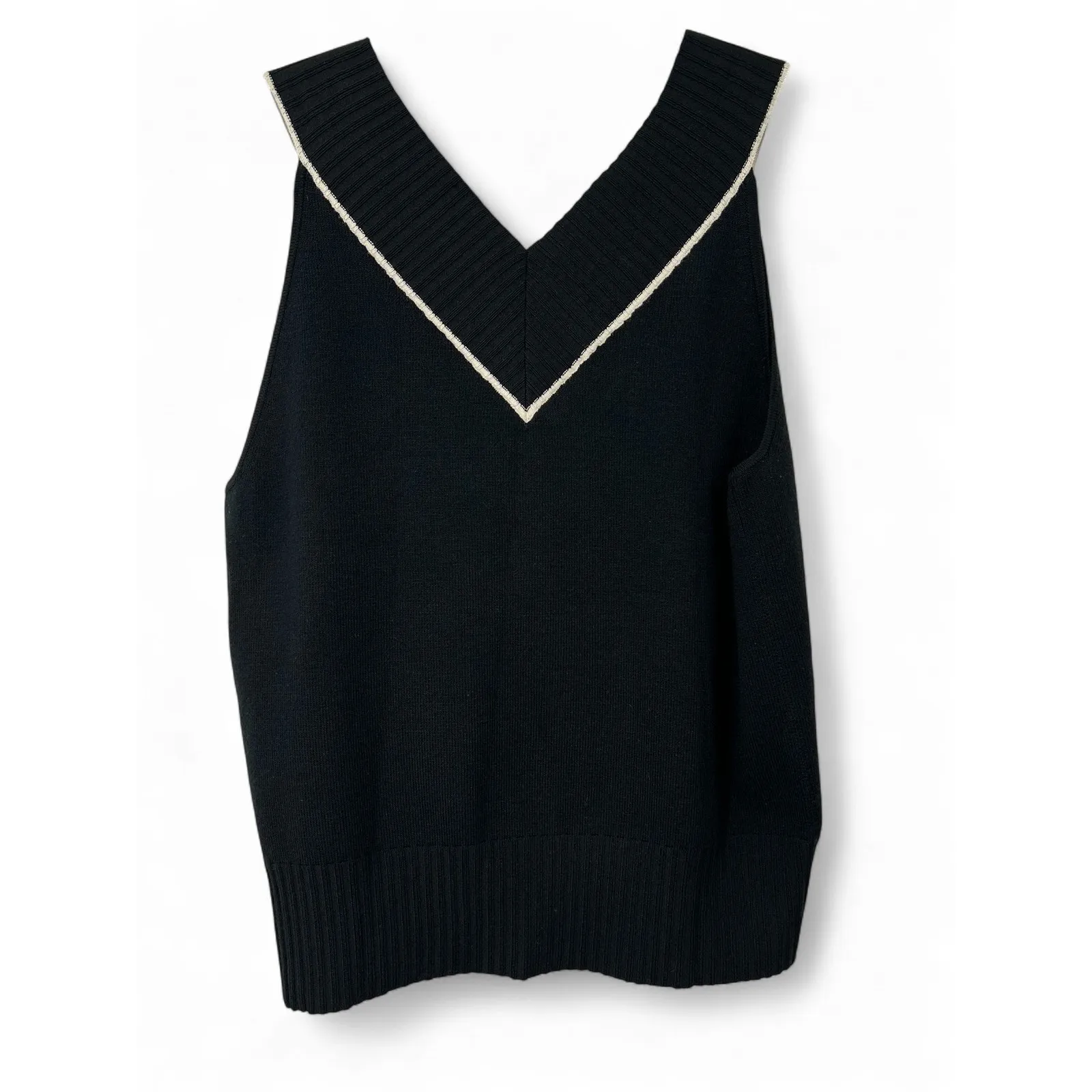 VINTAGE 90'S L Knit Sweater Top Tank Sleeveless Vest Preppy V-neck Liz Claiborne - Image 4