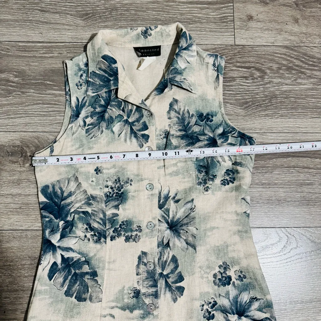 Connected Apparel Women Linen Blend Floral Sleeveless Buttondown Dress Sz 10 - Image 11