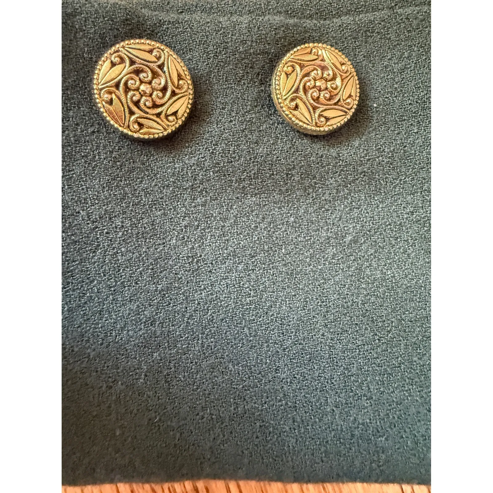 Vintage Green Wool Blazer Mandarian Collar Gold Button Women's Size 8 - Image 9