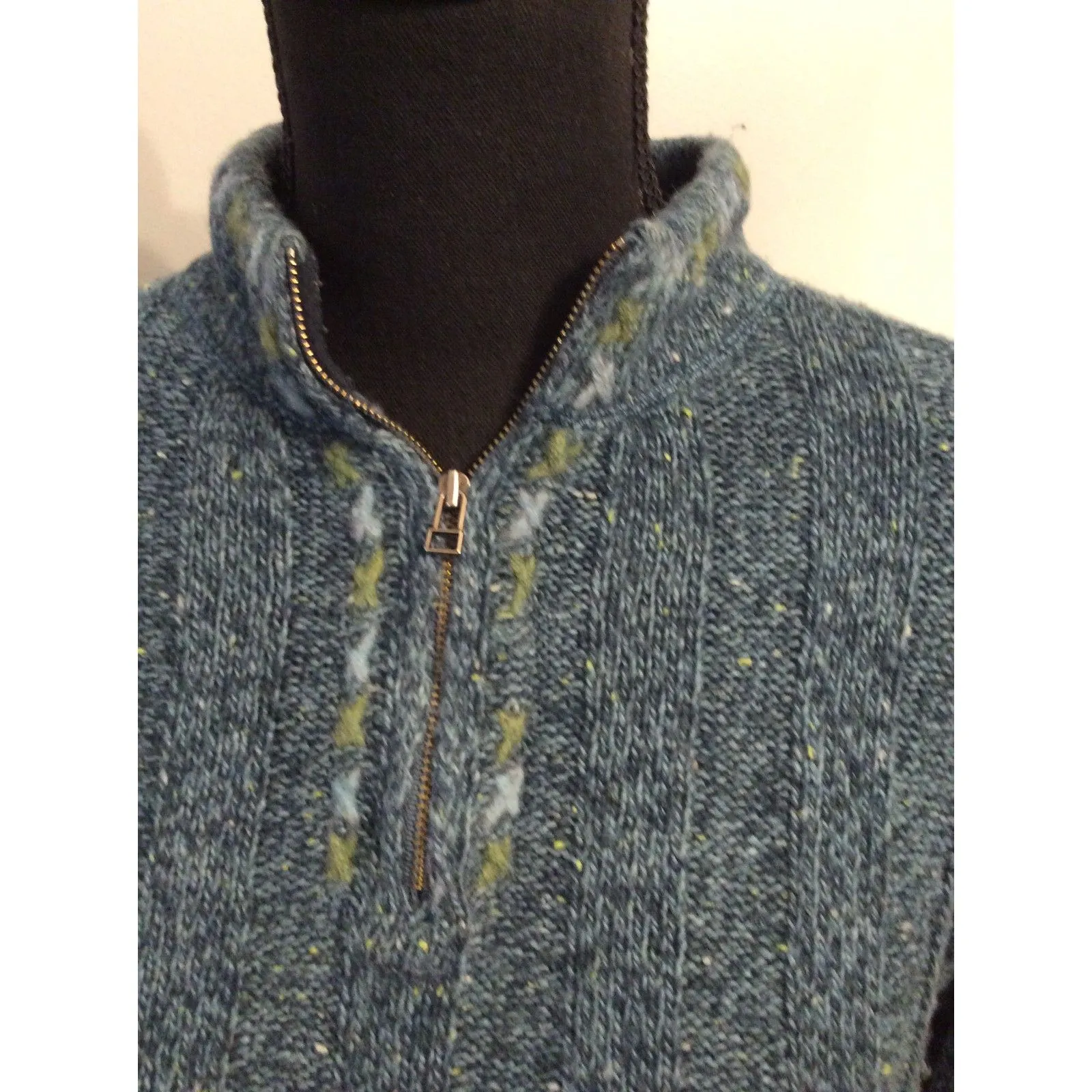 Vintage Woolrich Wool Blend 1/4 Zip Sweater Medium Women's Peacock Heather - Image 7
