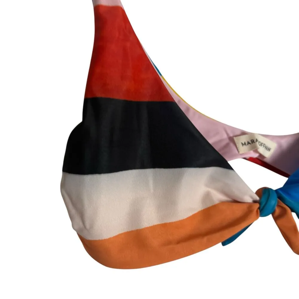 Mara Hoffman Rio Rainbow Colorblock Front Tie Bikini Swimsuit Top Size Large - Image 4