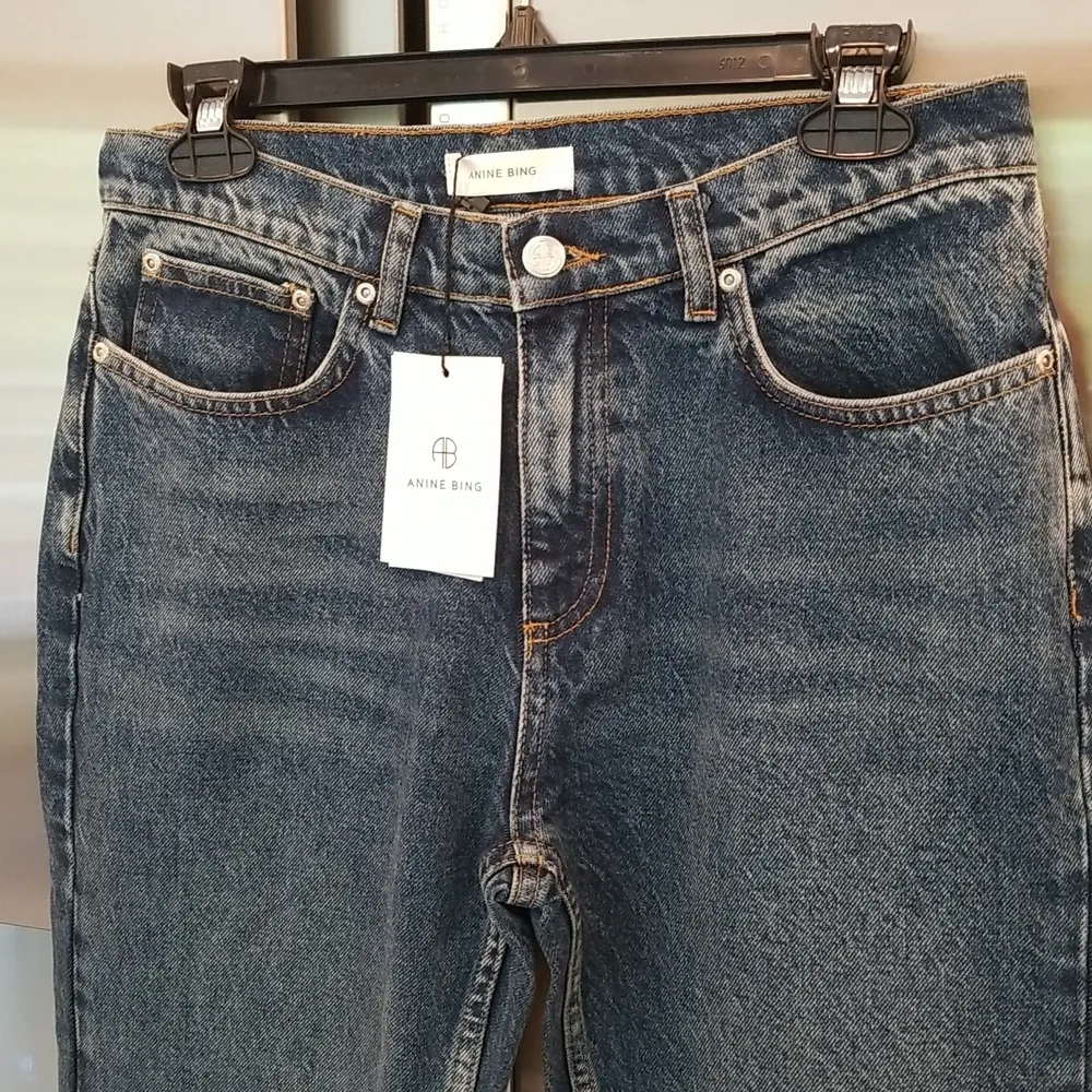 💕ANINE BING💕 Kaia Jean 90s High Rise Straight Leg Wide Flare Blue Denim 28 NWT - Image 14