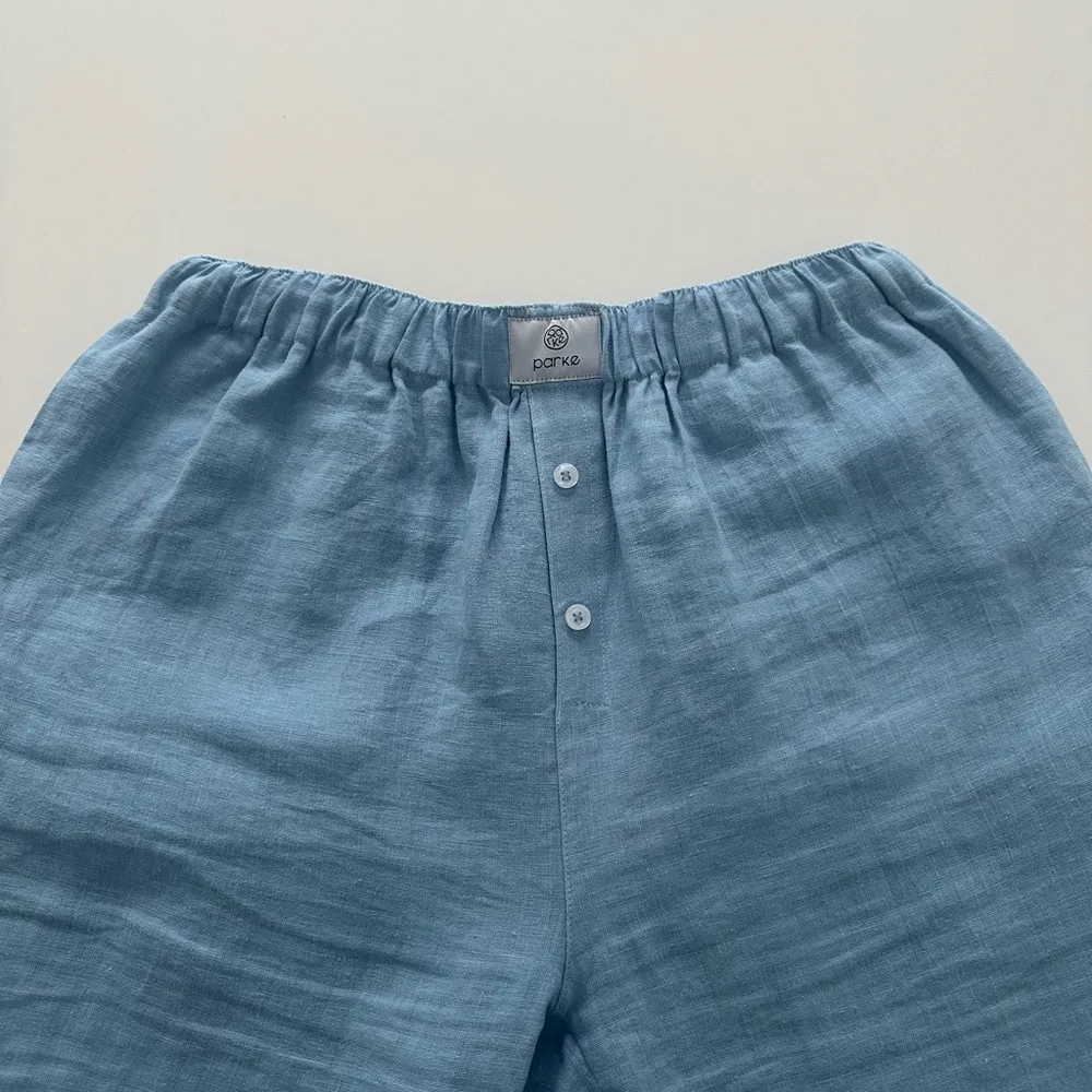 PARKE  Linen Boxer Pants Sky Blue Size M NWT - Image 3