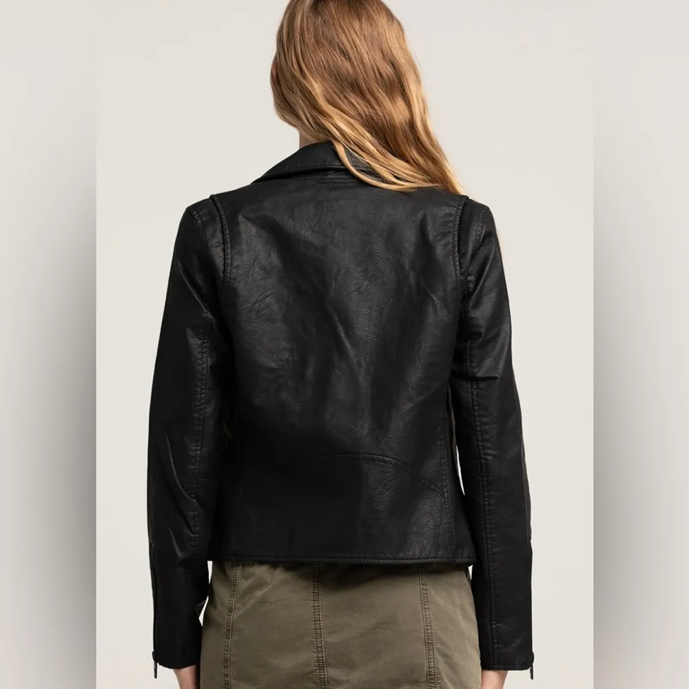 NWT Blank NYC Vegan Leather Moto Biker Jacket Size M Black - Image 2