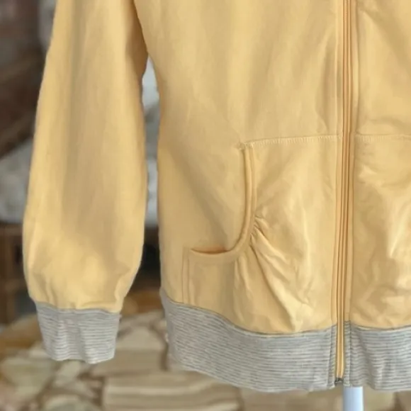 New York Laundry Jacket Knit Full Zip Yellow S Cotton Terry Cloth Lined Spring - Image 5