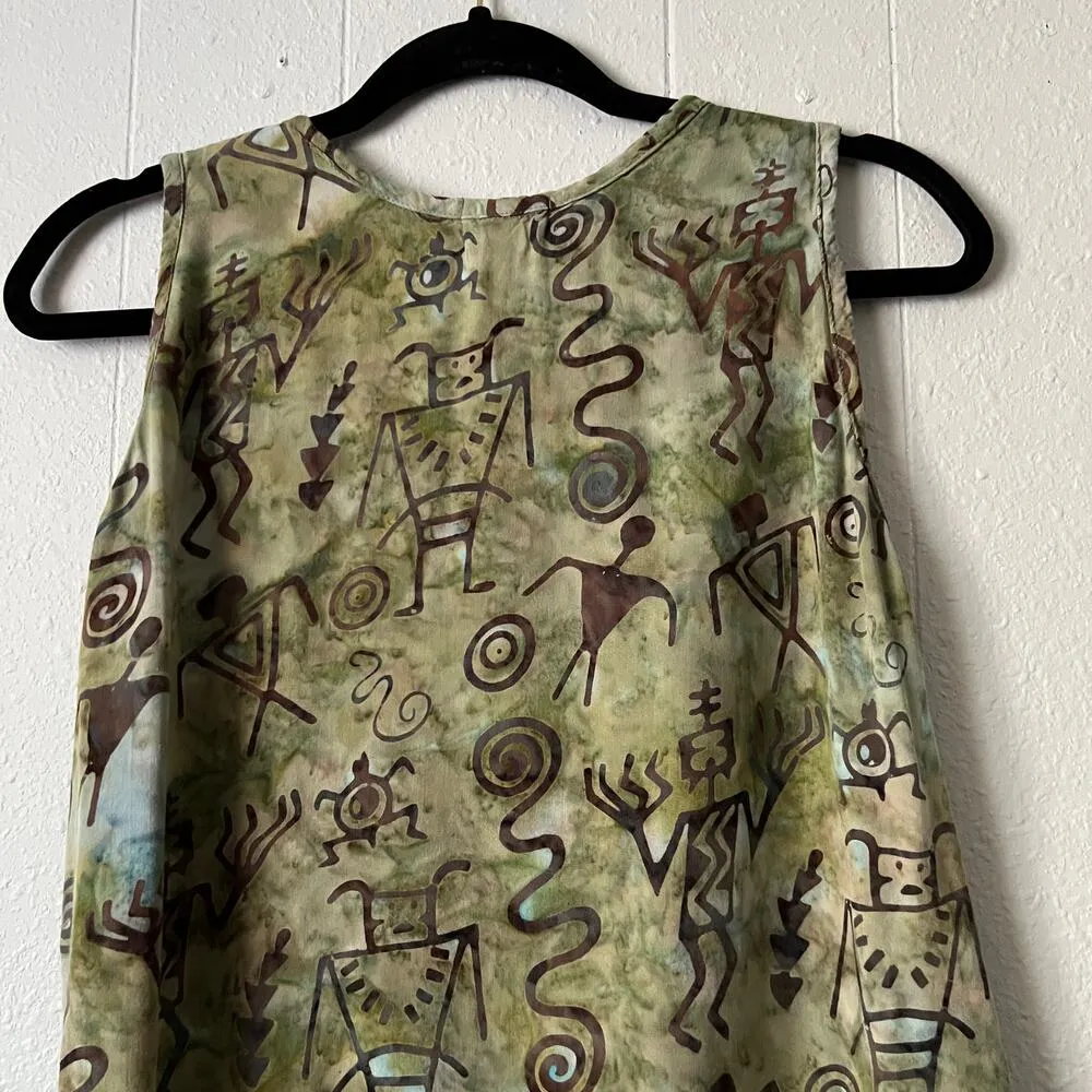 Vintage Betty Low's Tank Top Womens Medium Y2K Asymmetrical Forest Goblin Boho Green - Image 6