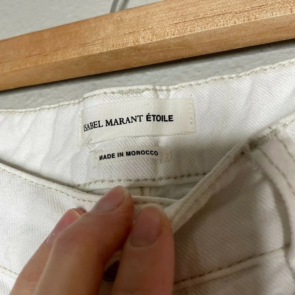 Isabel Marant Étoile Womens White Cotton Flat Front Straight Leg Jeans Size 38 - Image 6