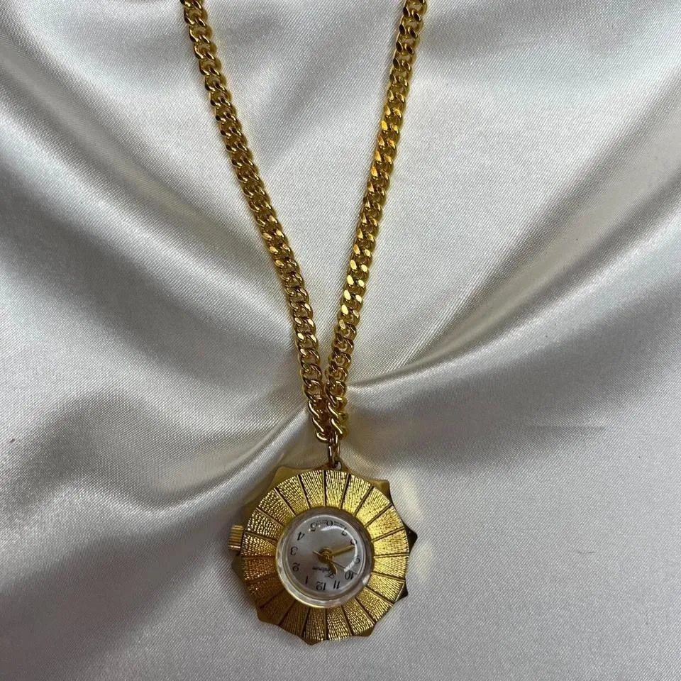 GOLD TONE CRITERION PENDANT WATCH NECKLACE - Image 4