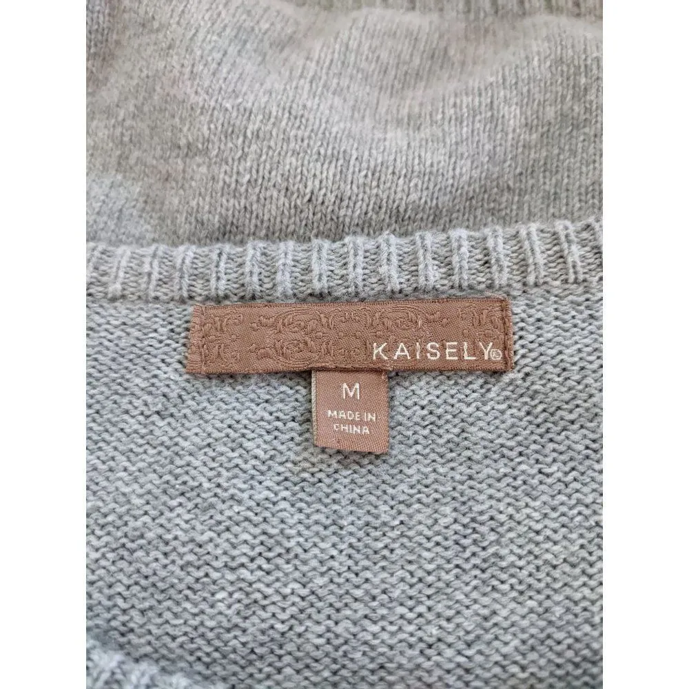 Kaisely Gray Cropped Sweater with Puffy Sleeves Size Medium Gray Sweater - Image 6