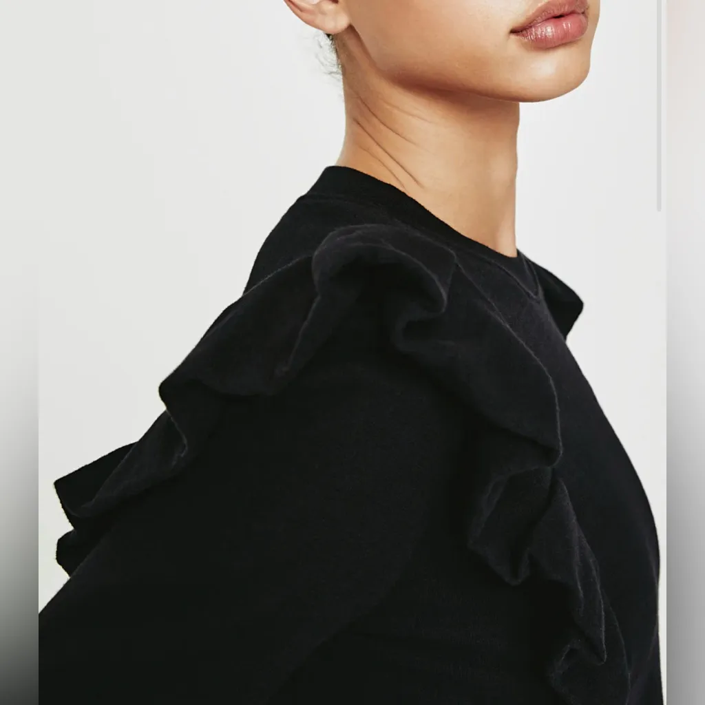 NWT Ag Adriano Goldschmied Black Ruffled Sweatshirt - Image 3