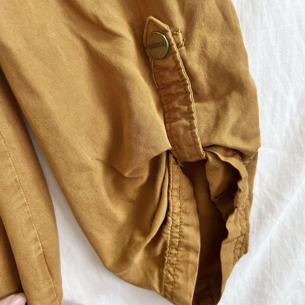 Sanctuary Women’s Size M Drawstring Waist Roll Tab Lyocell Utility Jacket Brown - Image 5