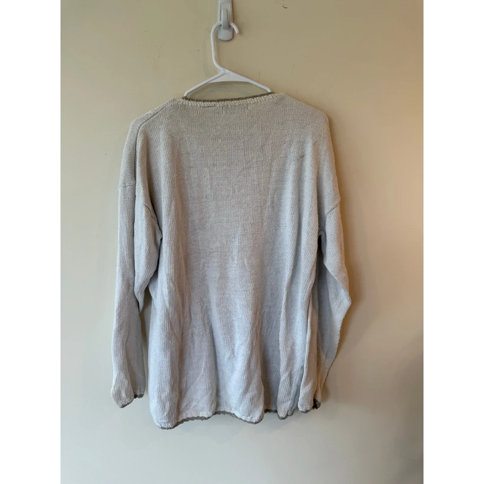 Vintage Carolyn Taylor Sweater Womens Large Cream Knit Floral Embroidered Beaded - Image 2