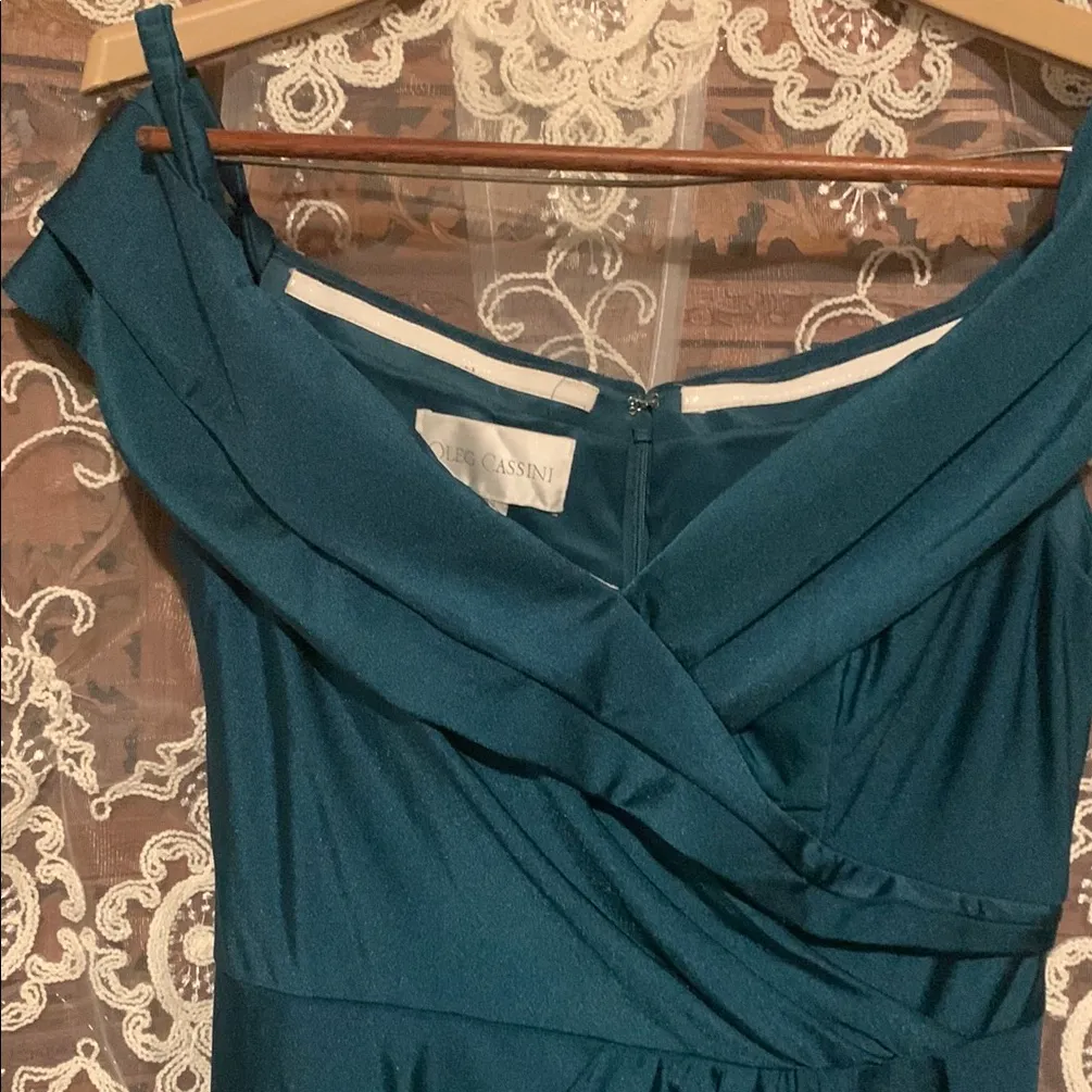 Oleg Cassini Blue Ruched Off - Image 2