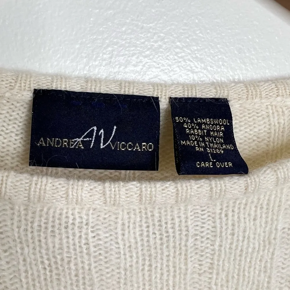 Andrea Viccaro Lambswool Angora Rabbit Hair Sweater Women’s Size Large Cream - Image 2