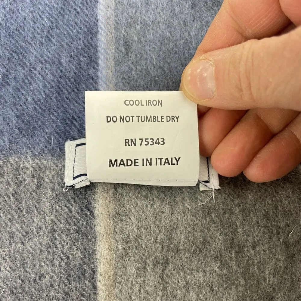 VIA CONDOTTI ROMA Scarf 100% Virgin Wool Made in Italy Maroon Blue Gray Stripes - Image 6