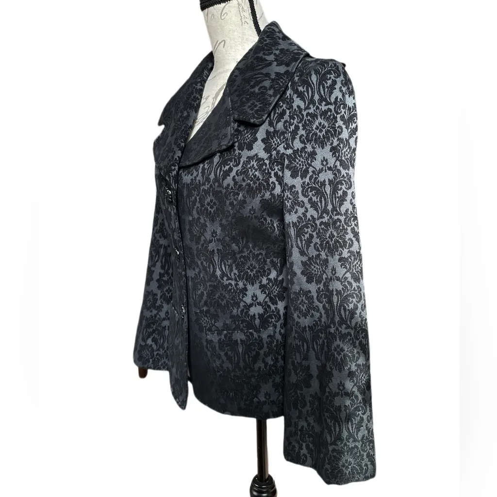 J.Jill Black Floral Damask Velvet Brocade Jacquard Jacket Blazer NWT - Image 3