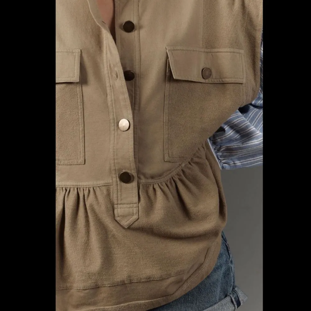 Anthropologie Pilcro Shirt Sleeve Knit Babydoll Shacket - Image 3