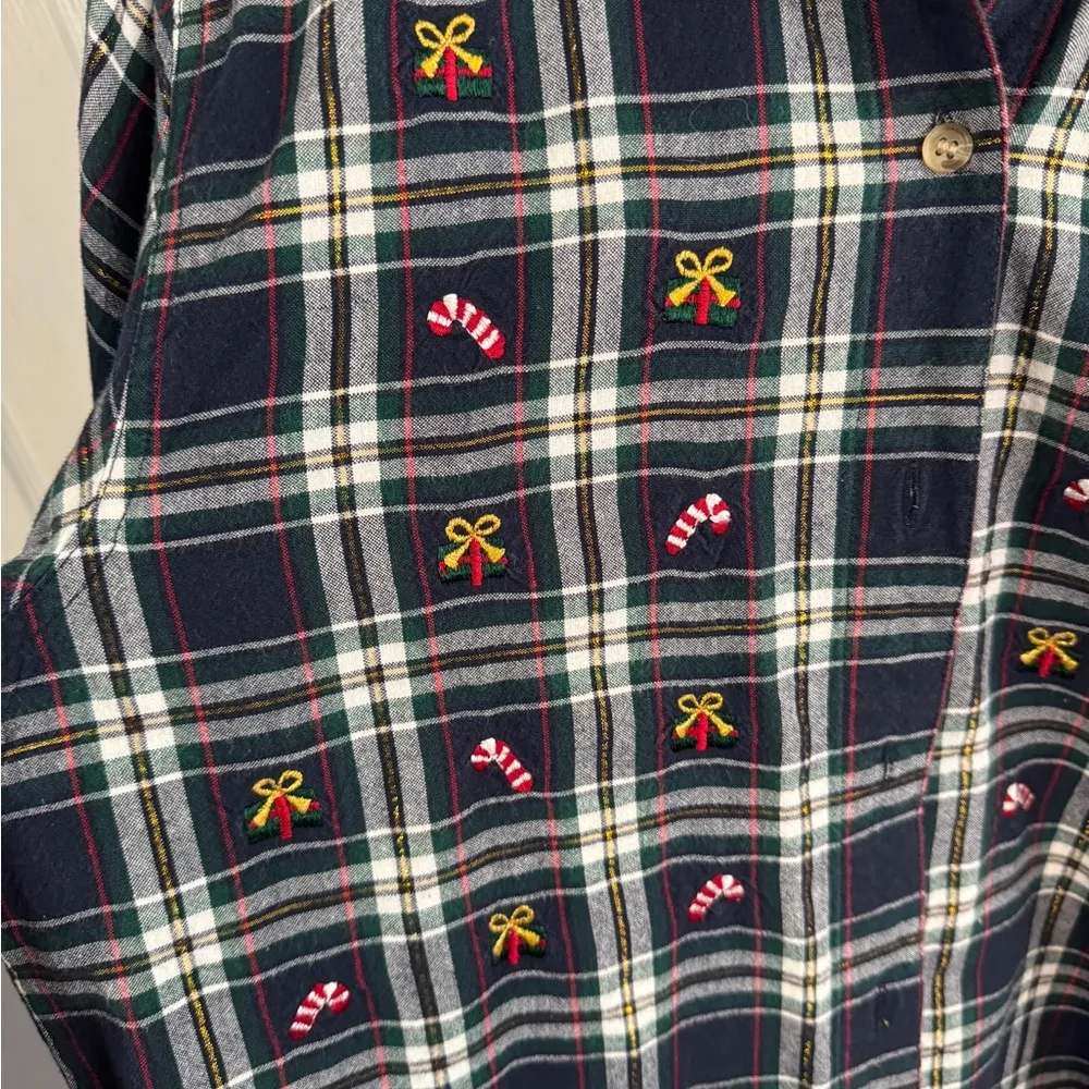 Bobbie Brooks plaid long sleeve button up Christmas size medium Blue - Image 2