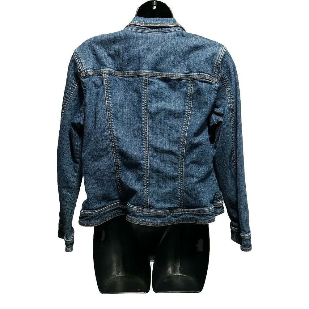 Coldwater Creek Womens Jean Jacket Short Dark Wash‎ Denim Size P12 Button Up - Image 3