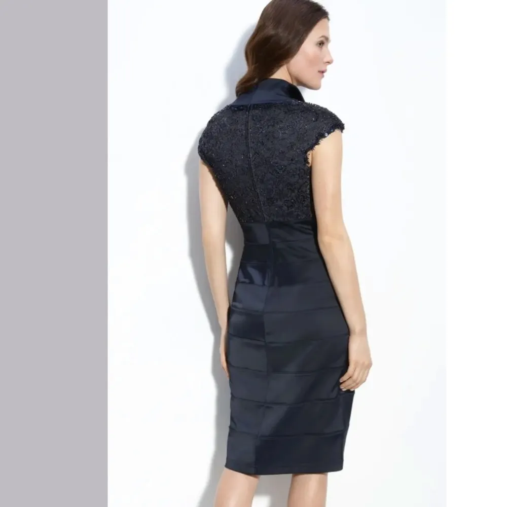 Tadashi Shoji Navy Blue Sheath Cocktail Dress - Image 2
