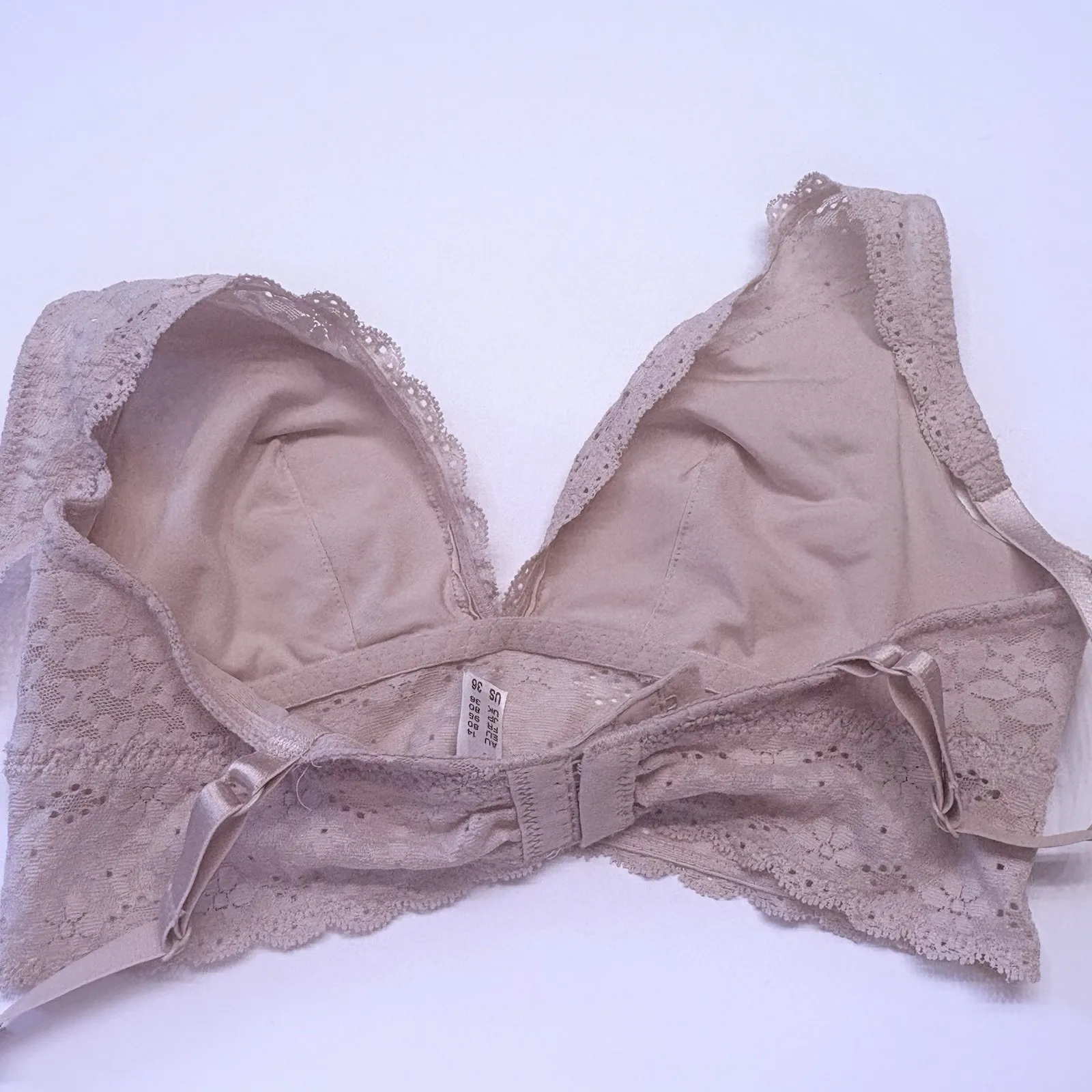 Wacoal 811205 Halo Lace Wire Free Bralette Lined‎ Stretch Size 36 Sand Floral - Image 8