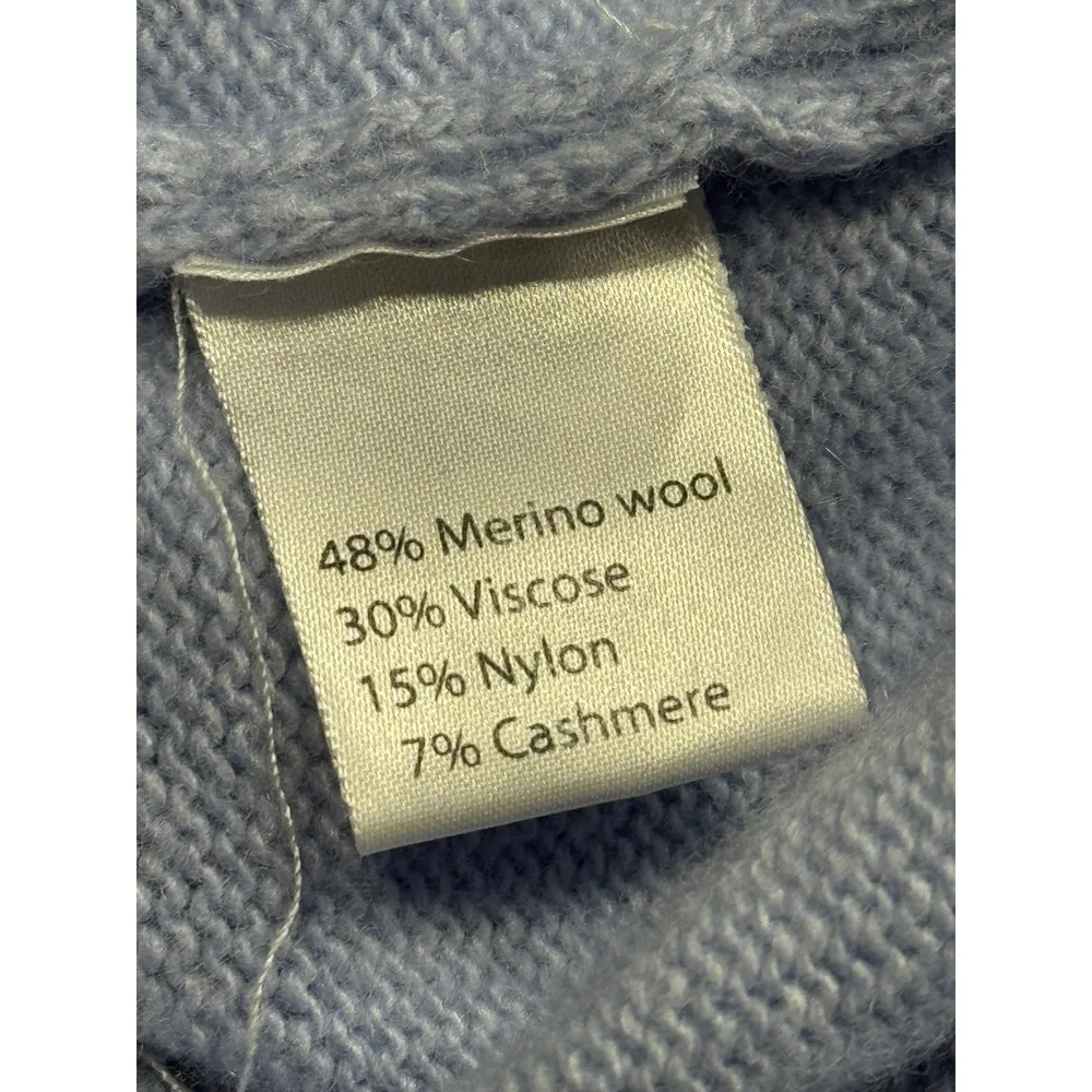 Benedetta B Knit Sweater Medium Blue Long Sleeve Boat Neck Pullover - Image 5