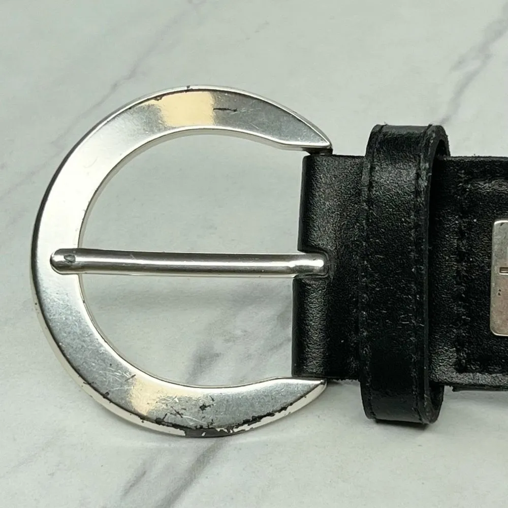 Calvin Klein  Wide Black CK Logo Genuine Leather Trim Belt Size XS 26 - Image 3