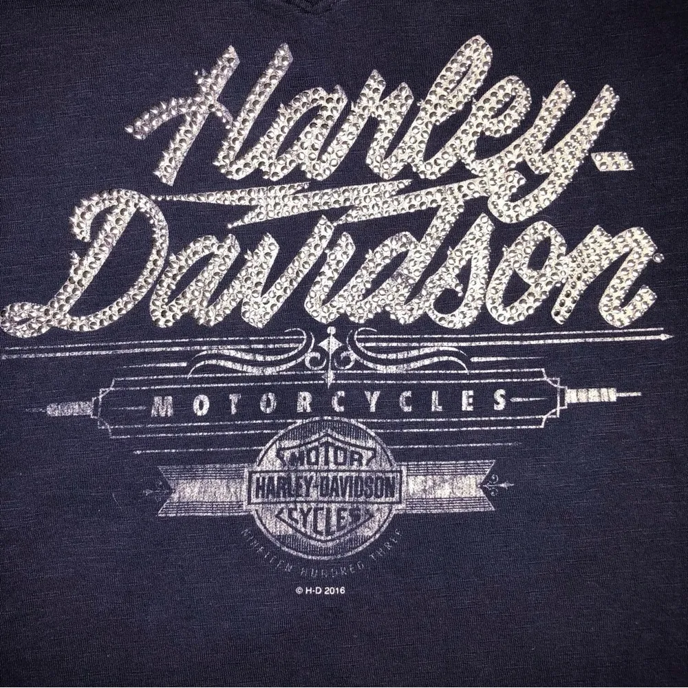 Harley Davidson Black Hills Blue Studded Womens Top Shirt Short Sleeves Sturgis - Image 2