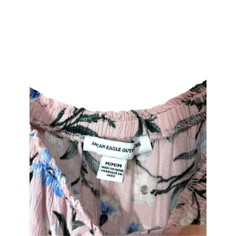 American Eagle Outfitters Pink Floral Tiered Boho Off Shoulder Maxi Dress Size M - Image 6
