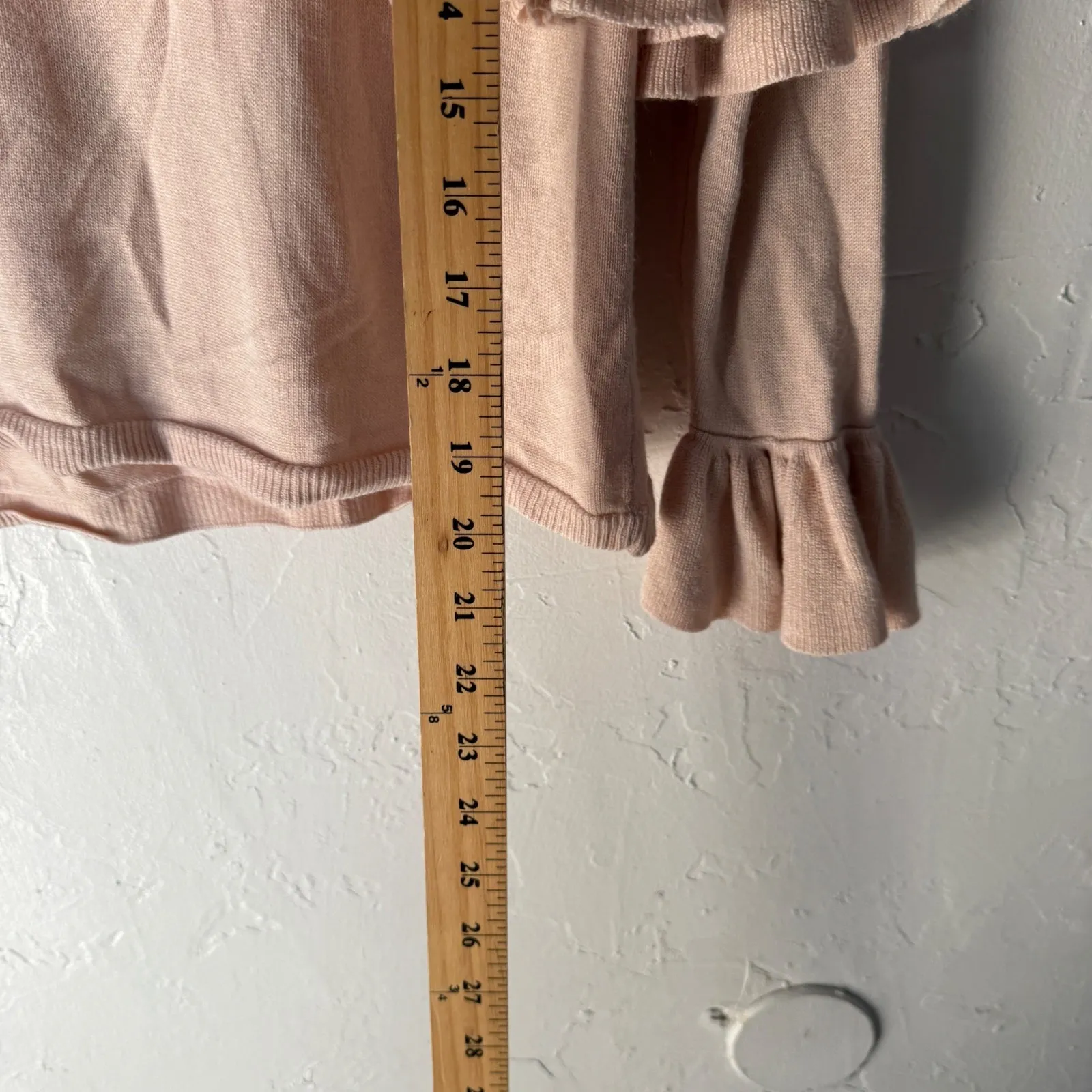 Cinq a Sept Beige Pink Silk Cashmere Ruffle Sweater XS Coquette Romantic - Image 11