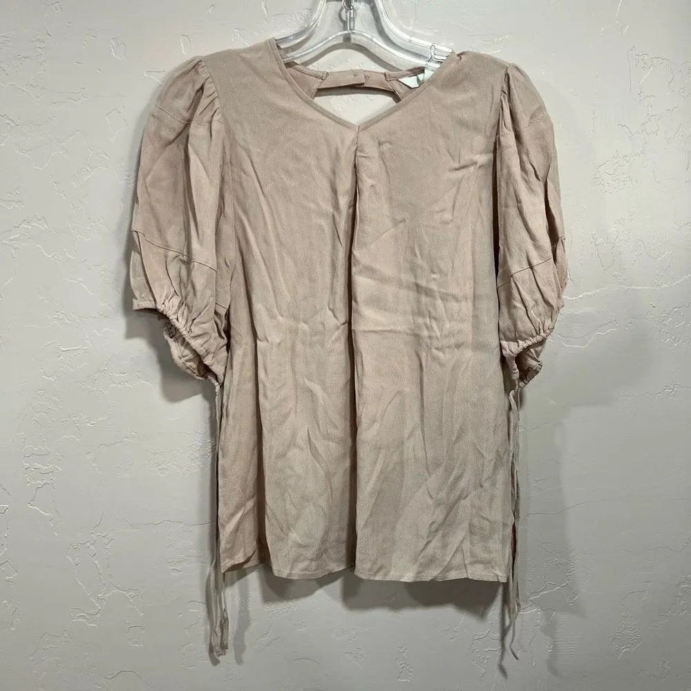 H&M Puff-sleeved blouse Powdered Pink - Image 2