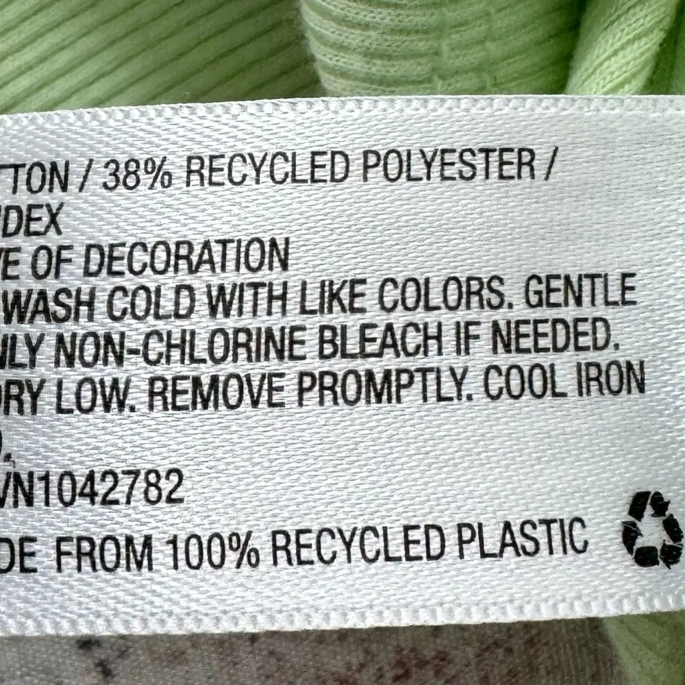 Wild Fable neon green ribbed lace trim long sleeve top, size S crewneck colorful - Image 6