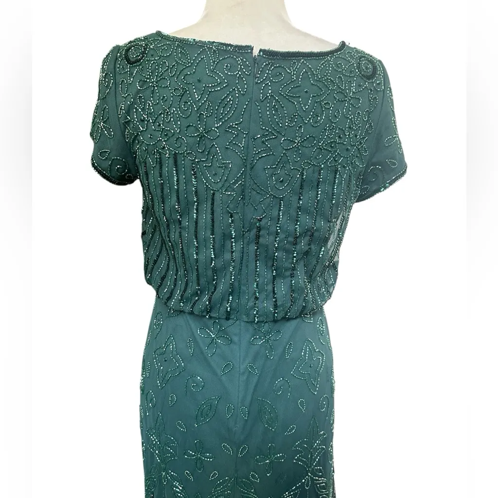 Adrianna Papell Emerald Green Beaded Dress - Image 7