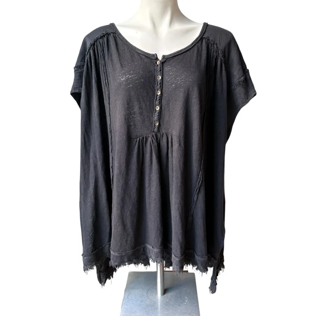 Free People Aster Henley Top in Black, Sz S - Image 4