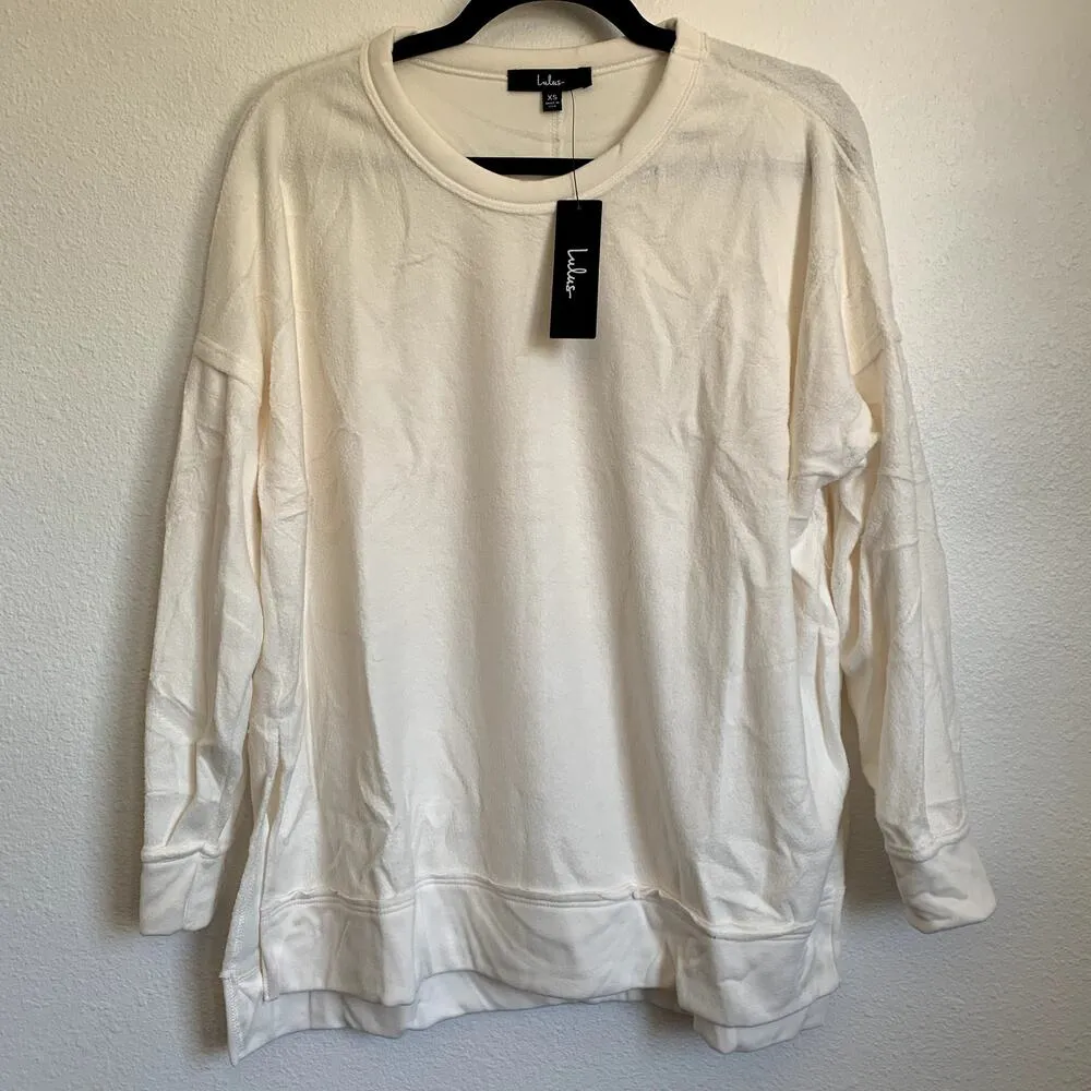 NWT Lulu's Choosing Chill Fleece Knit Pullover Sweatshirt in White - Image 3