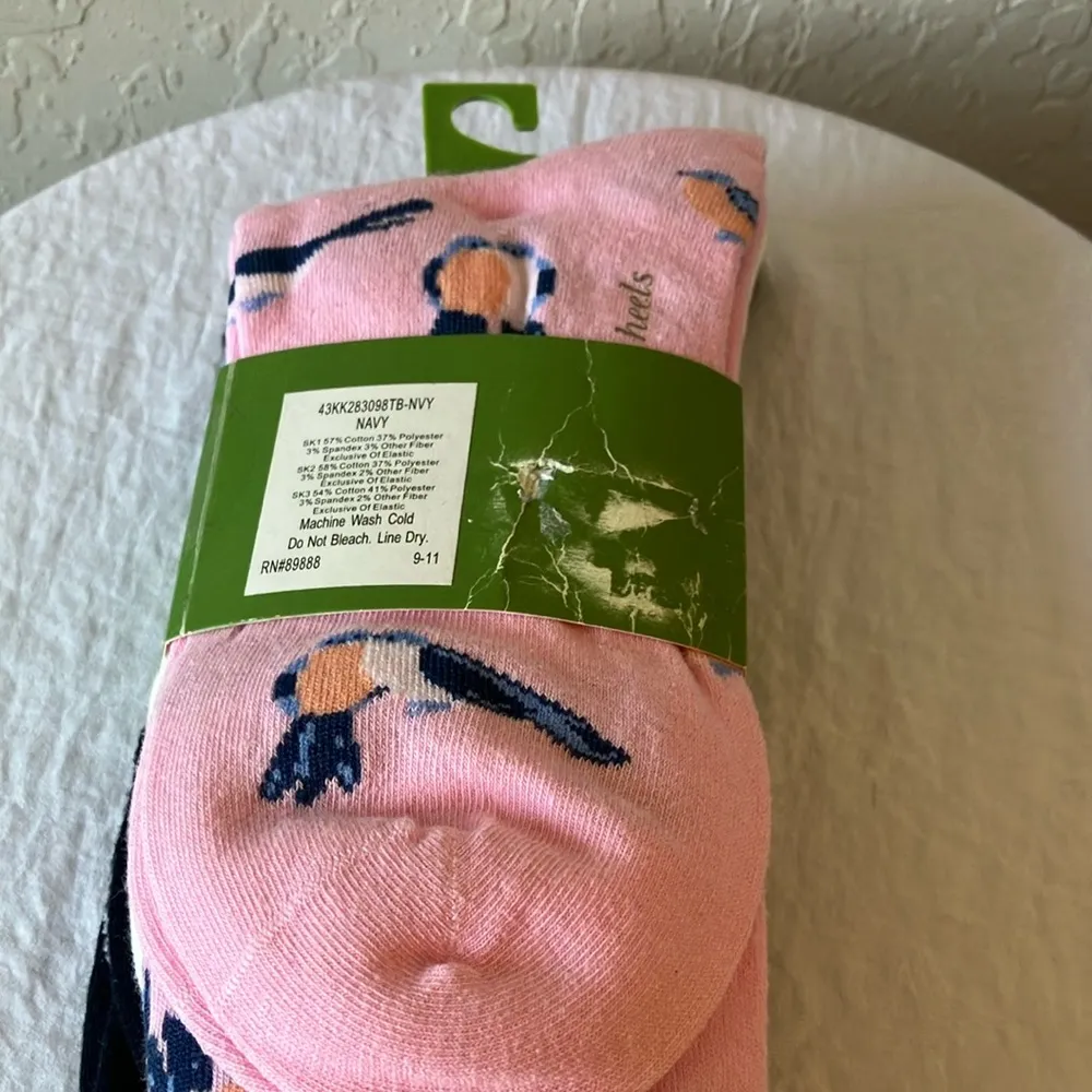 Kate Spade : Black & Pink Heart Patterned Socks - Image 5