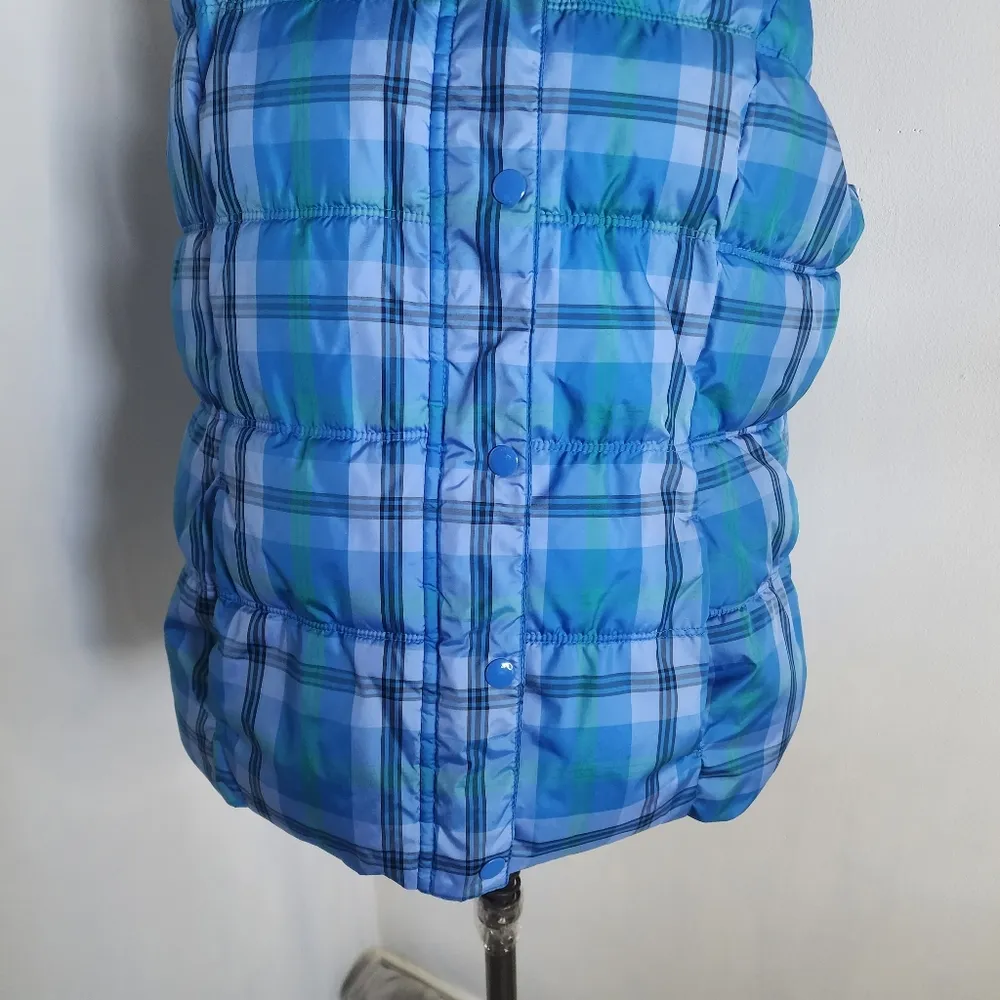 Old Navy Blue Plaid Easy Piuffer Vest - Image 3