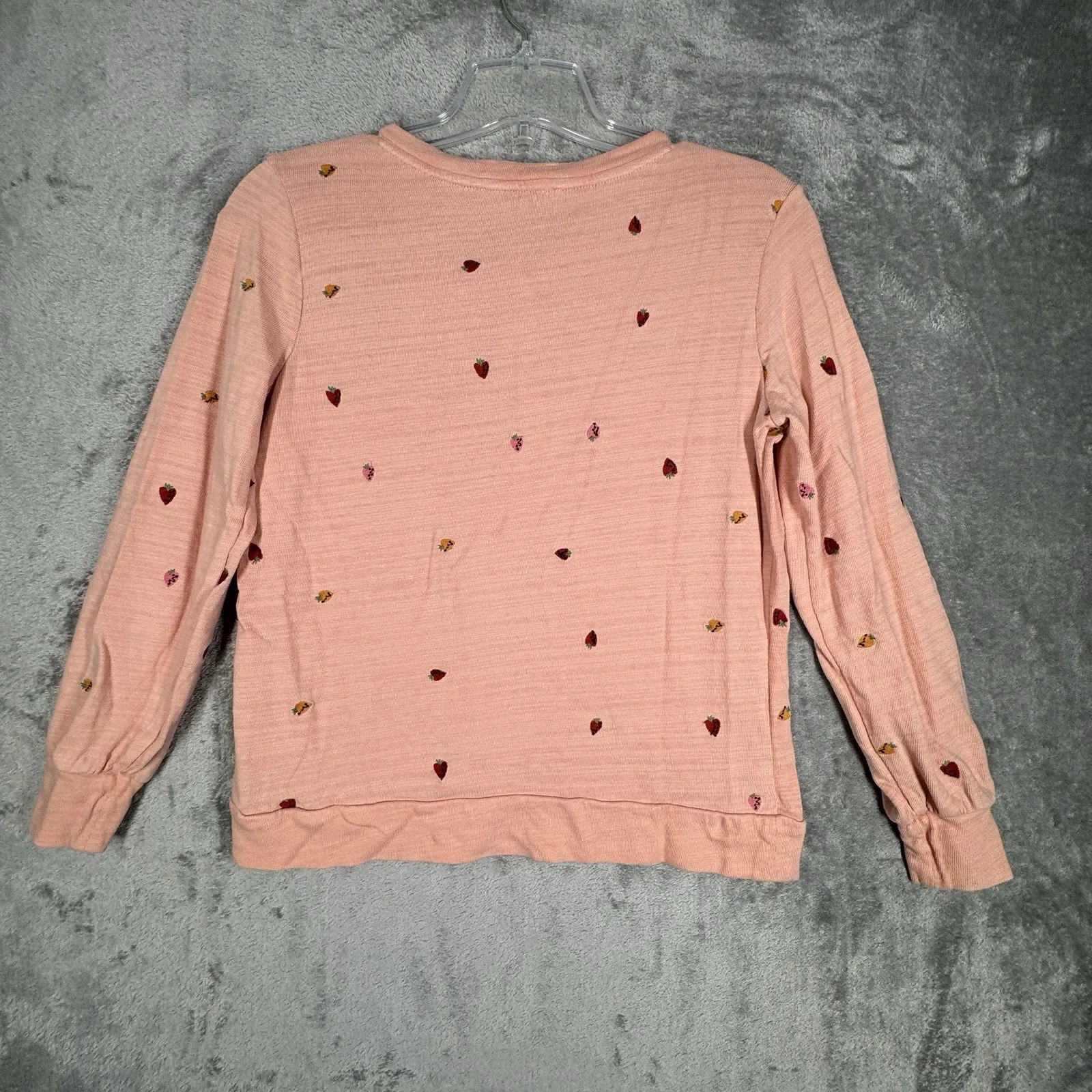 Loft Shirt Womens‎ Small Coral Pink Embroidered Strawberries Henley Boho Casual - Image 3