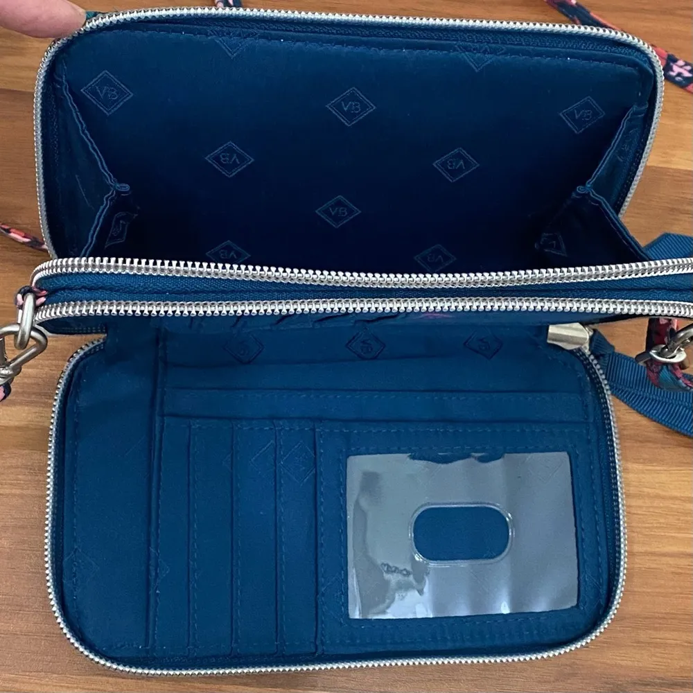 Cabbage Rose Cabernet RFID All In One Crossbody Bag Wallet - Image 8