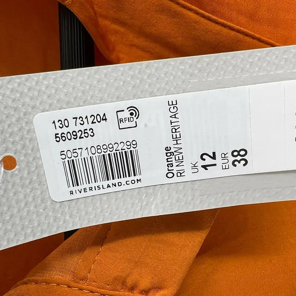 River Island Orange Button Front Tie Waist Blouse Size 12P UK / 8P US New - Image 6