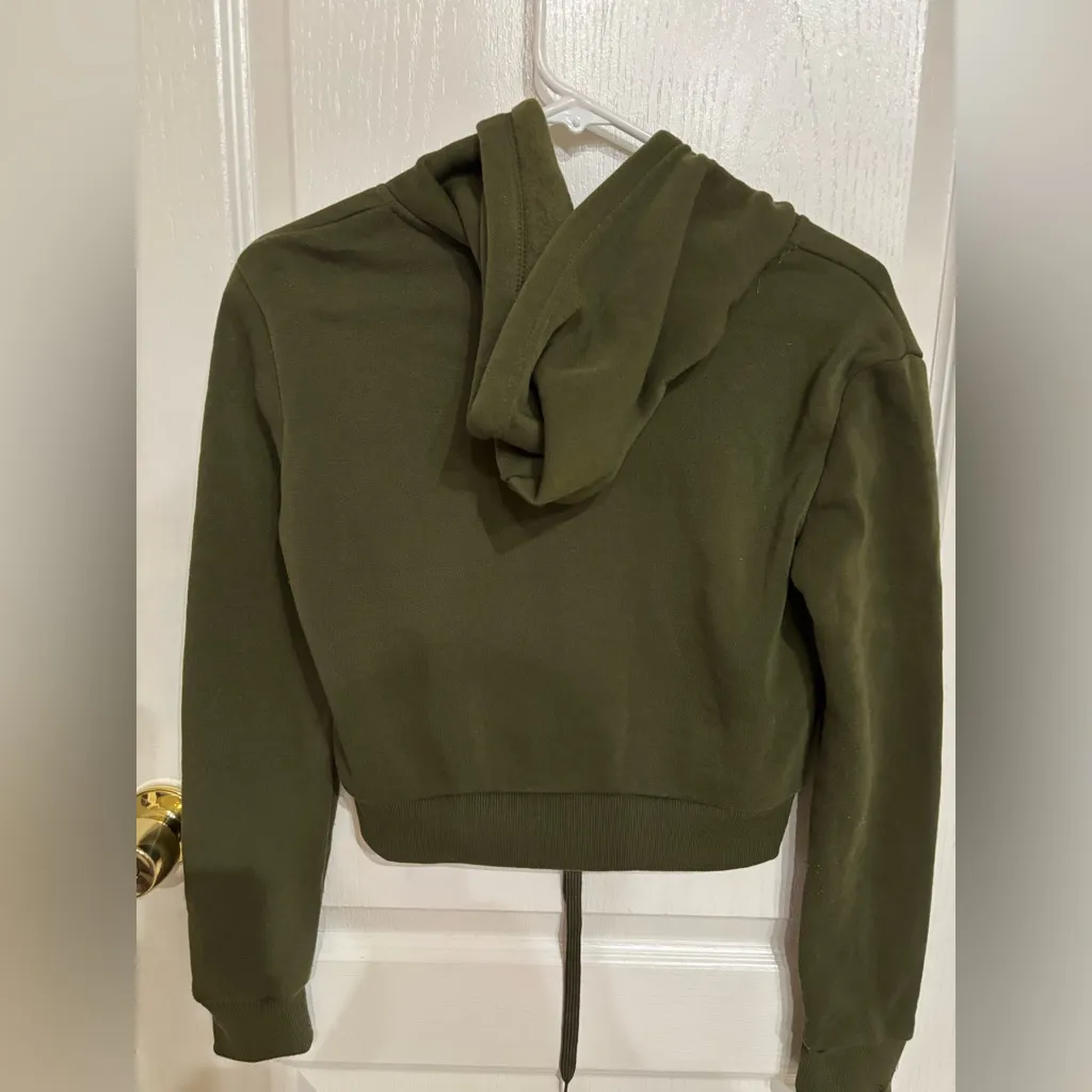 Olive Green Drawstring Hoodie - Image 2