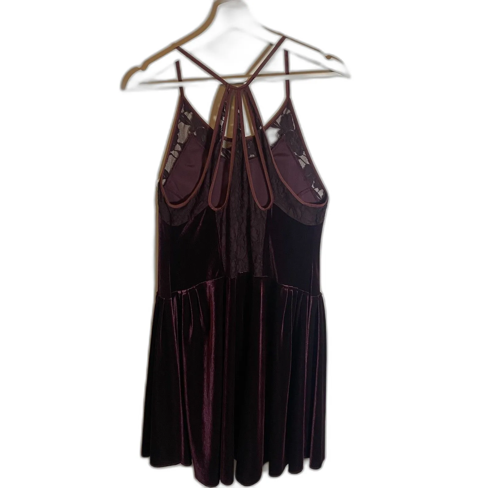 Free People Velvet Dress Women's Size L Burgundy Cocktail Party Holiday Evening - Image 4
