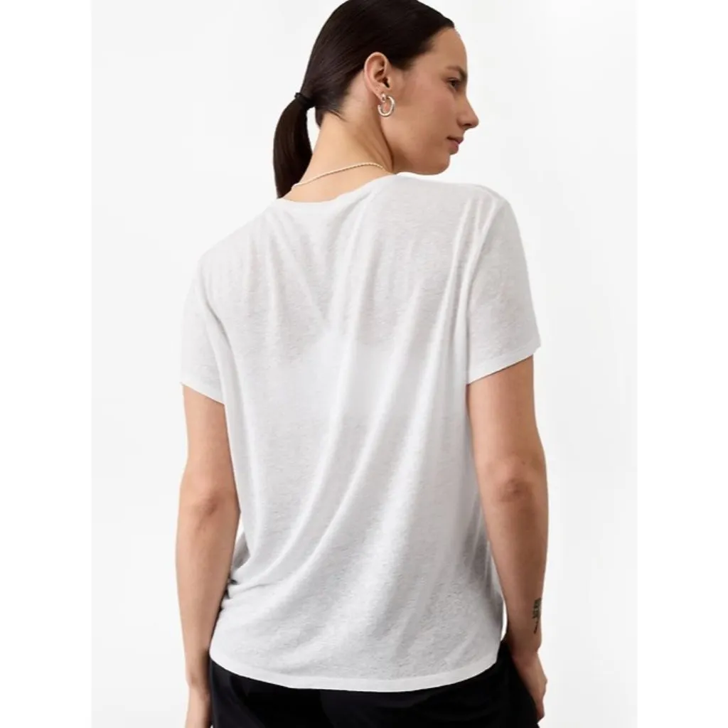 Athleta M Getaway Blended Linen Tee Bright White Medium - Image 2
