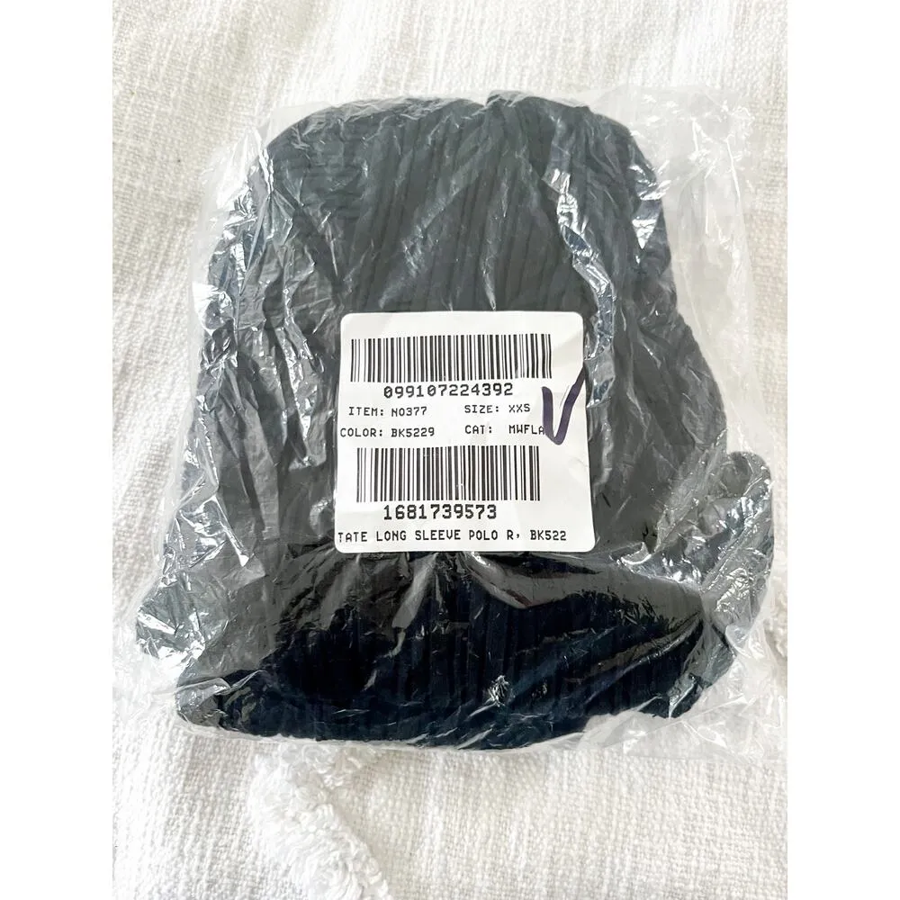 Madewell | NWT | Variegated Rib Boxy Polo Shirt | True Black | Sz XXS - Image 8